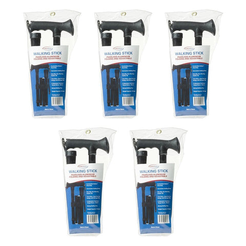 SurgiPack Aluminium Folding Walking Stick Black Pack of 5