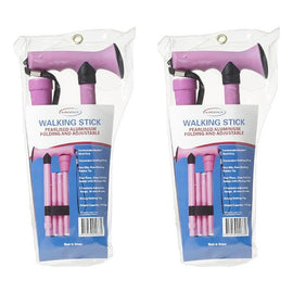 SurgiPack Aluminium Folding Walking Stick Pink Pack of 2