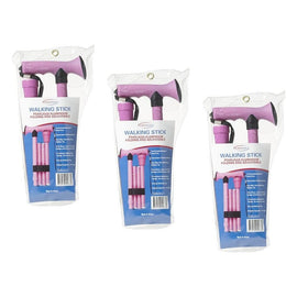 SurgiPack Aluminium Folding Walking Stick Pink Pack of 3