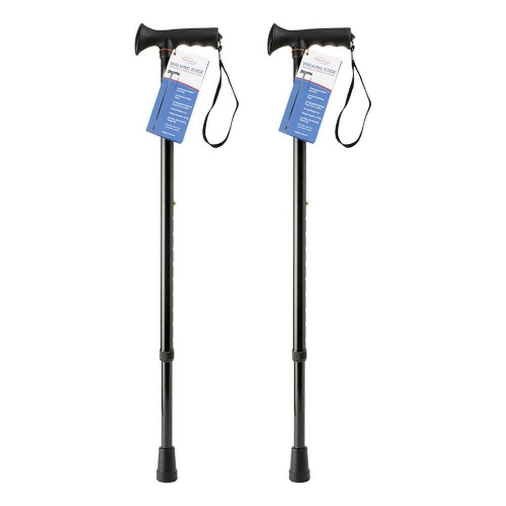 SurgiPack Aluminium Adjustable Walking Stick Black Pack of 2