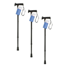 SurgiPack Aluminium Adjustable Walking Stick Black Pack of 3