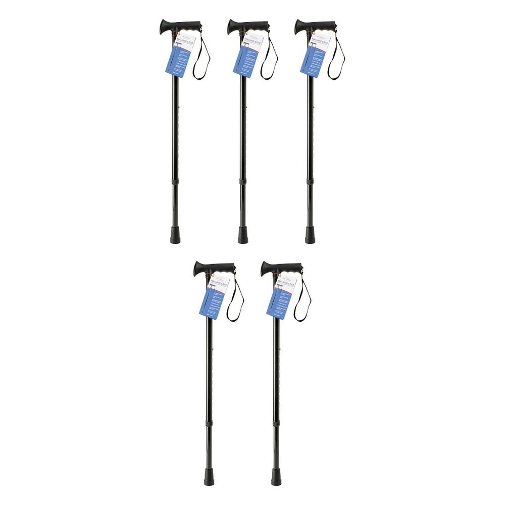 SurgiPack Aluminium Adjustable Walking Stick Black Pack of 5