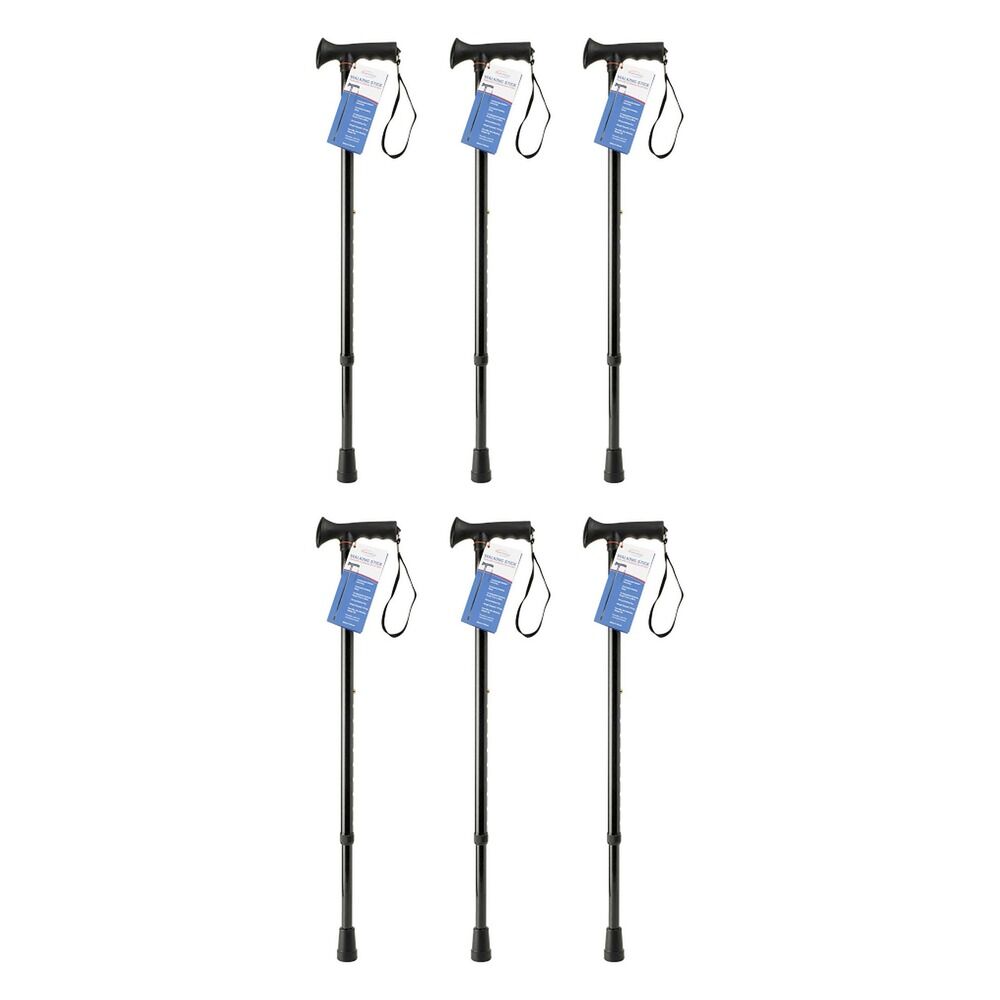 SurgiPack Aluminium Adjustable Walking Stick Black Pack of 6
