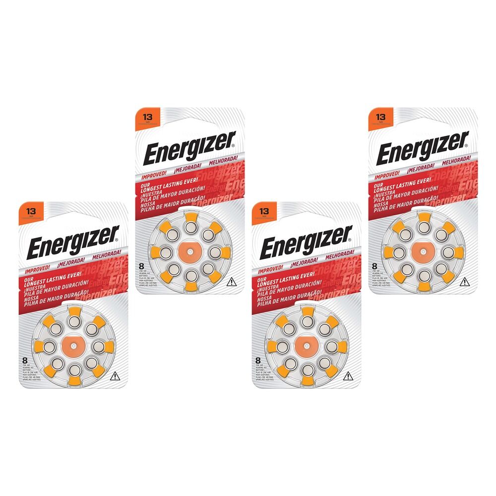 Energizer Hearing Aid Batteries AZ13 Turn & Lock 8 Pack Bundle of 4