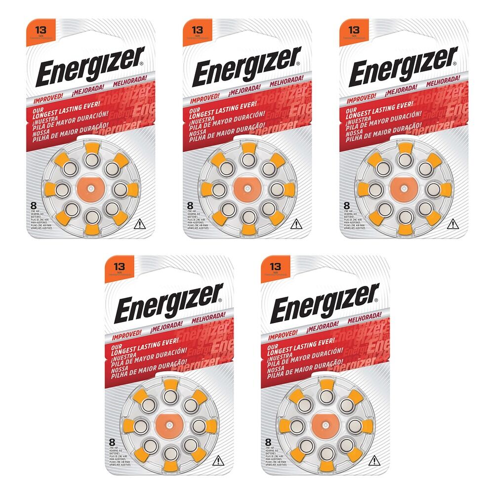 Energizer Hearing Aid Batteries AZ13 Turn & Lock 8 Pack Bundle of 5