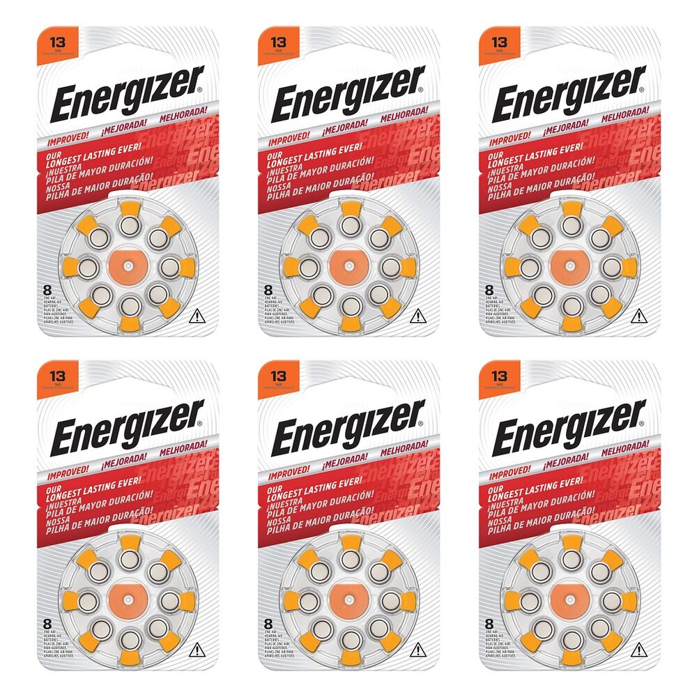Energizer Hearing Aid Batteries AZ13 Turn & Lock 8 Pack Bundle of 6