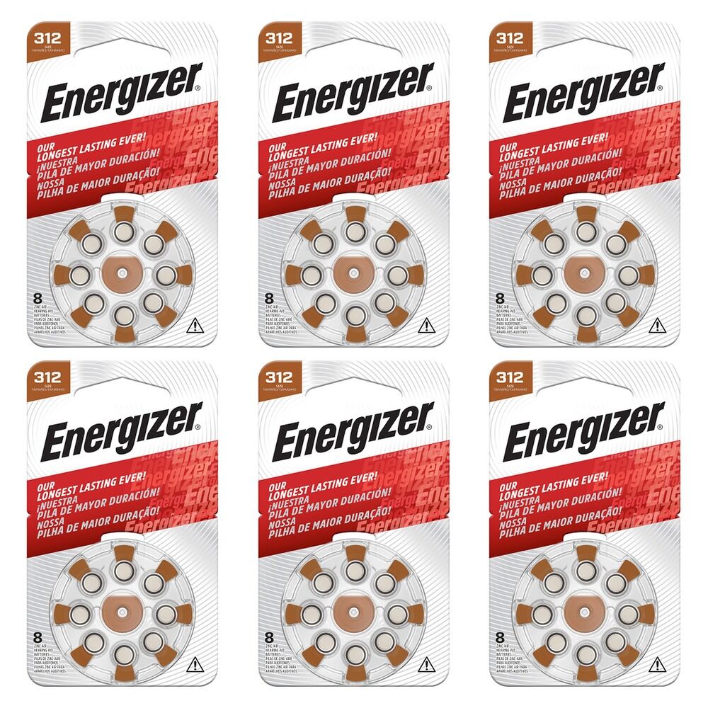 Energizer Hearing Aid S2312 Batteries 8 Pack Bundle of 6