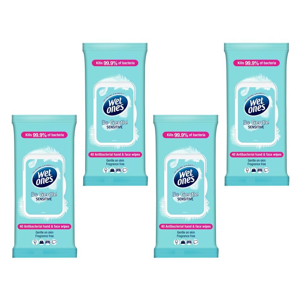 Wet Ones Be Gentle Hand & Face Wipes 40 Wipes Pack of 4