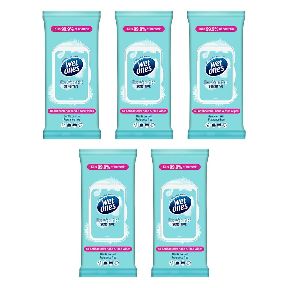 Wet Ones Be Gentle Hand & Face Wipes 40 Wipes Pack of 5