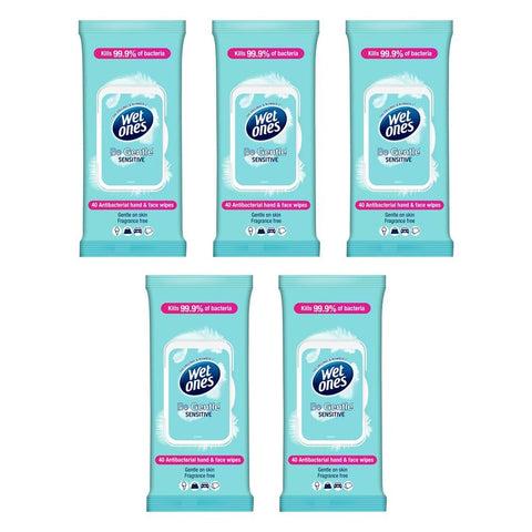 Wet Ones Be Gentle Hand & Face Wipes 40 Wipes Pack of 5