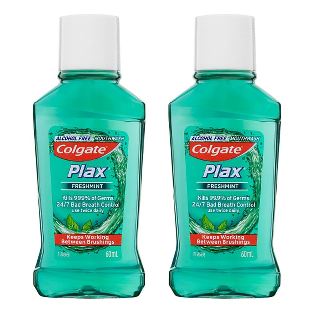 Colgate Plax Antibacterial Travel Mouthwash Freshmint 60mL Pack of 2