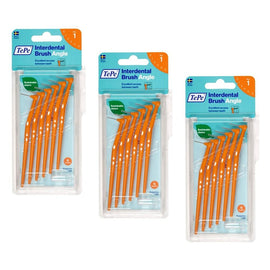 TEPE Interdental Brush Angle Orange Pack (ISO 1) 6 Pack Bundle of 3