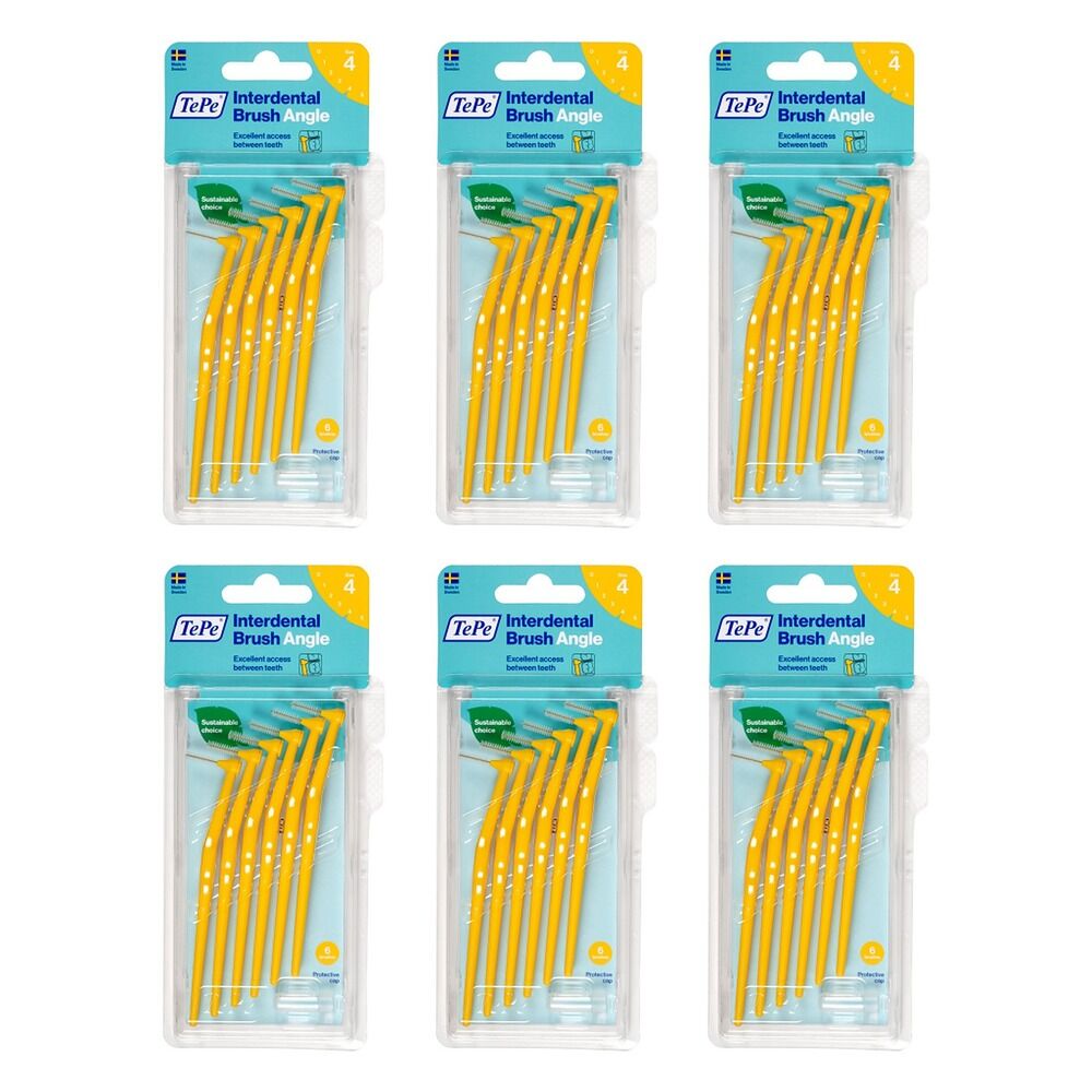 TEPE Interdental Brush Angle Yellow Pack (ISO 4) 6 Pack Bundle of 6
