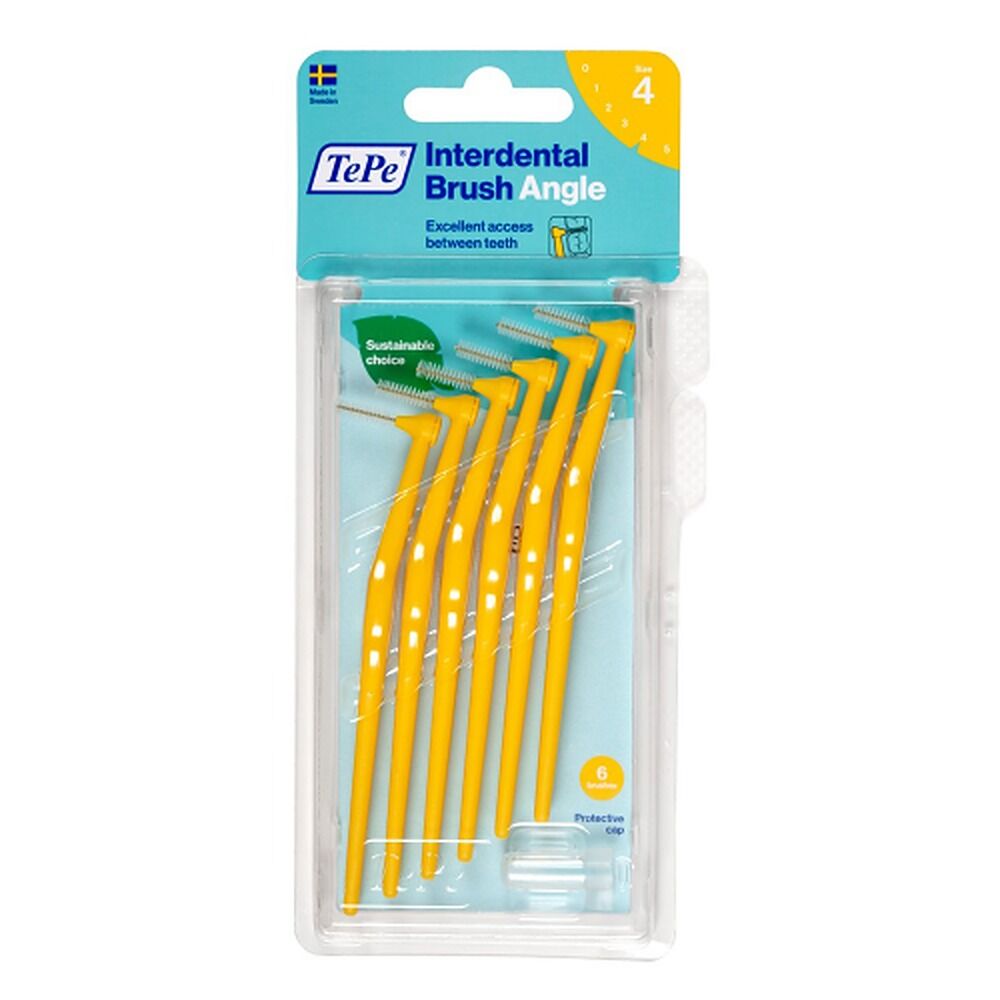 TEPE Interdental Brush Angle Yellow Pack (ISO 4) 6 Pack