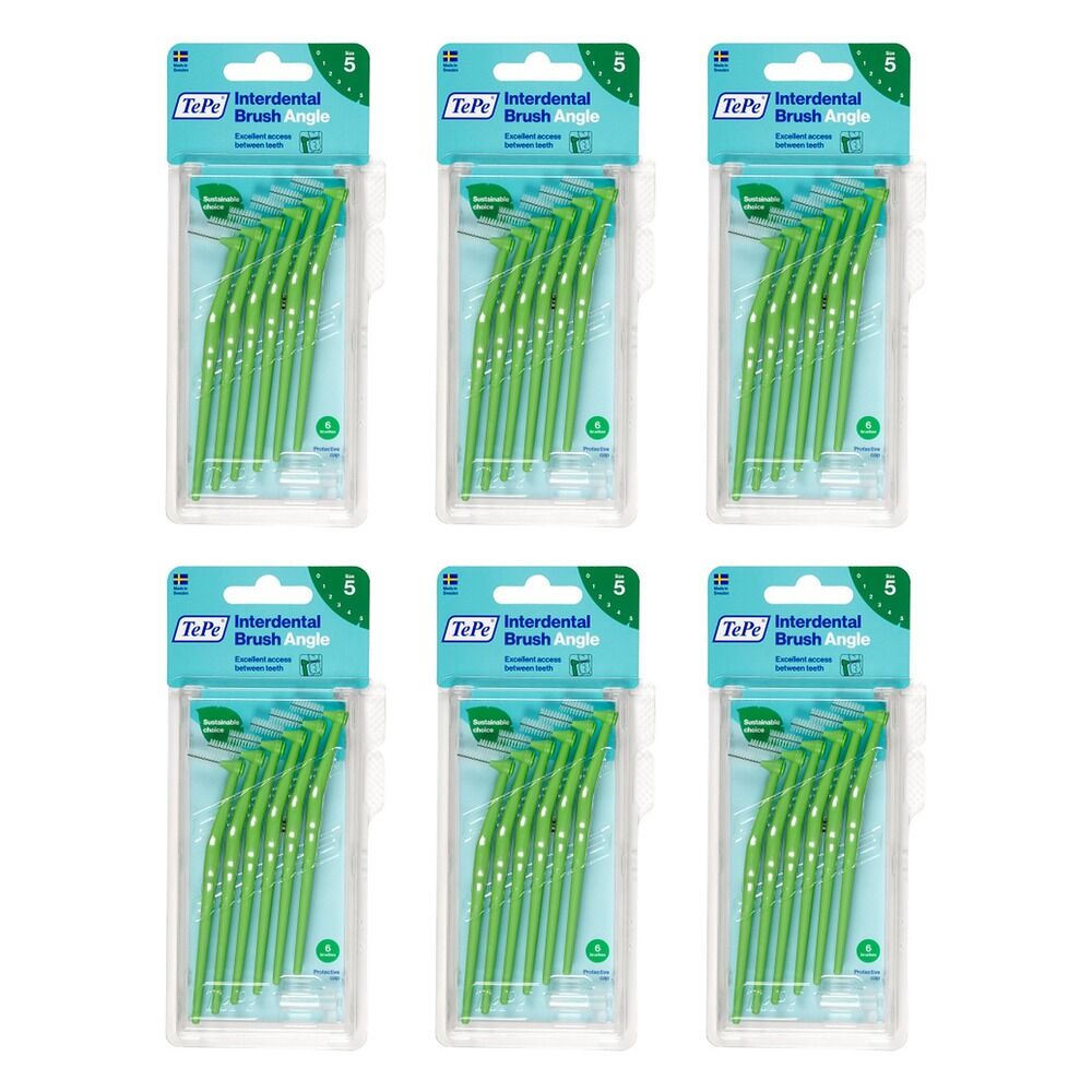 TEPE Interdental Brush Angle Green Pack (ISO 5) 6 Pack Bundle of 6