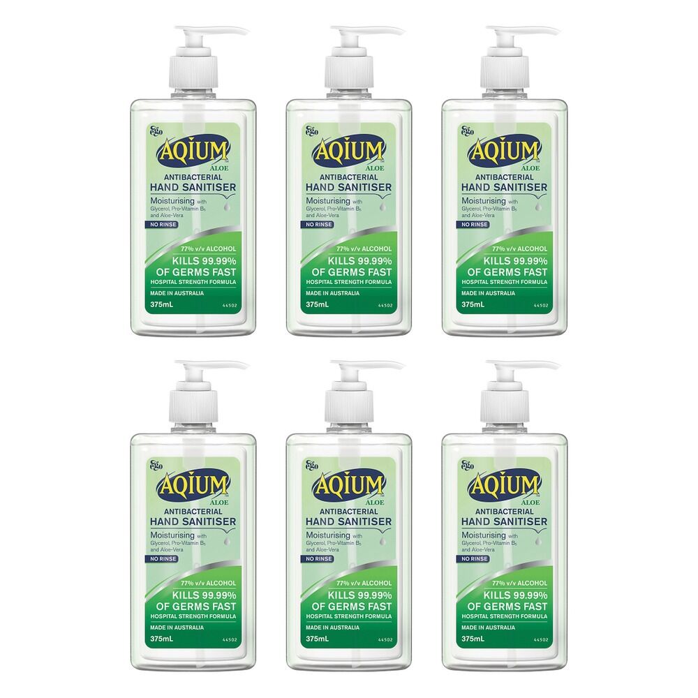 Ego Aqium with Aloe Antibacterial Hand Sanitiser 375mL Pack of 6