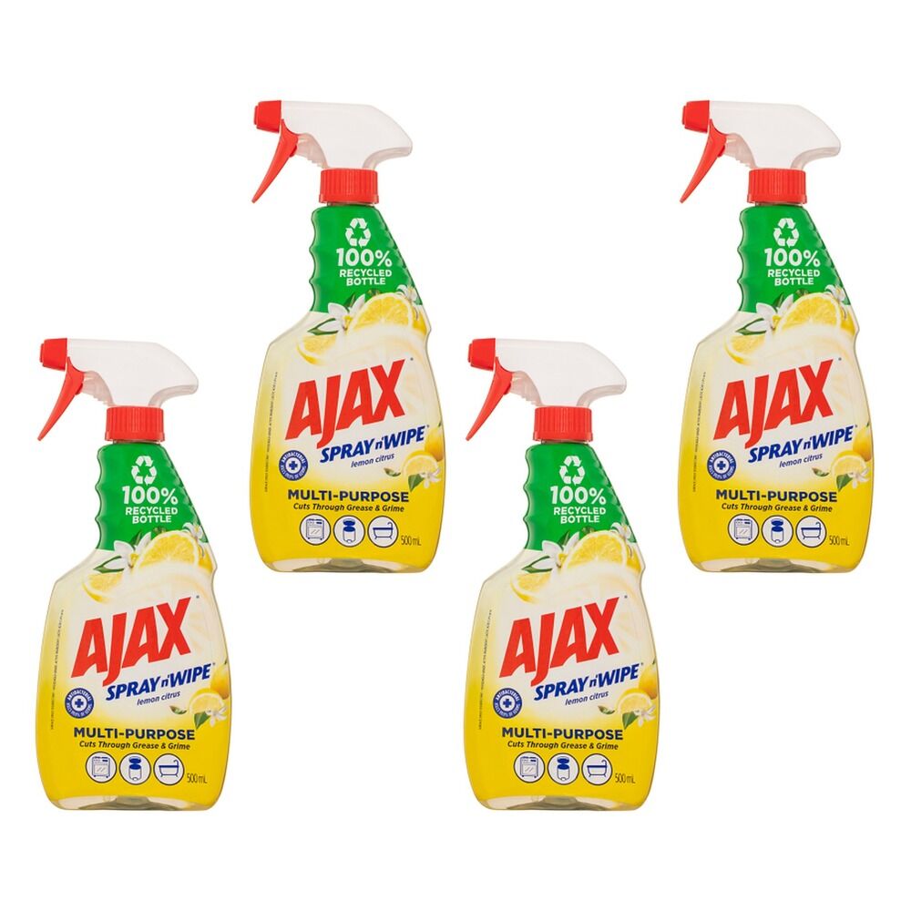 Ajax Spray n' Wipe Disinfectant Lemon 500mL x 10 Bundle of 4