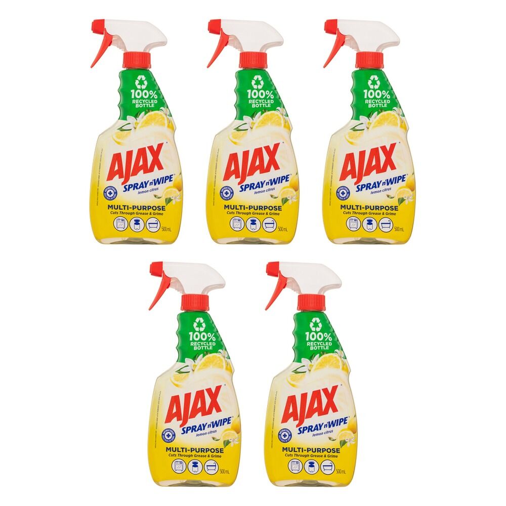 Ajax Spray n' Wipe Disinfectant Lemon 500mL x 10 Bundle of 5