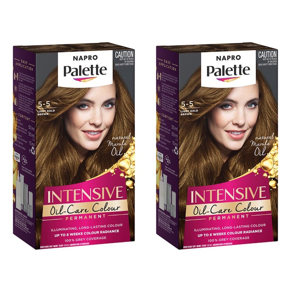Napro Palette Permanent Hair Colour 5-5 Light Gold Brown x 3 Bundle of 2