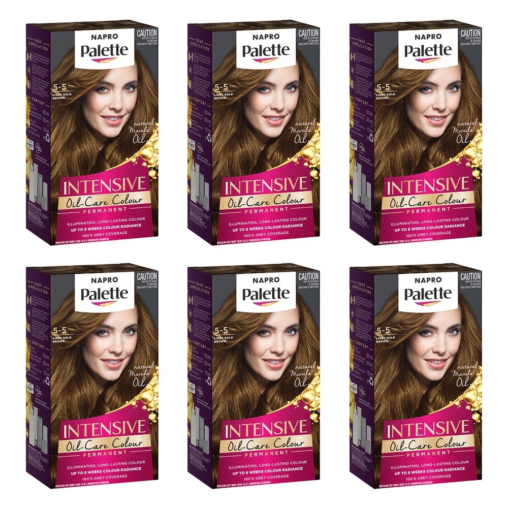Napro Palette Permanent Hair Colour 5-5 Light Gold Brown x 3 Bundle of 6