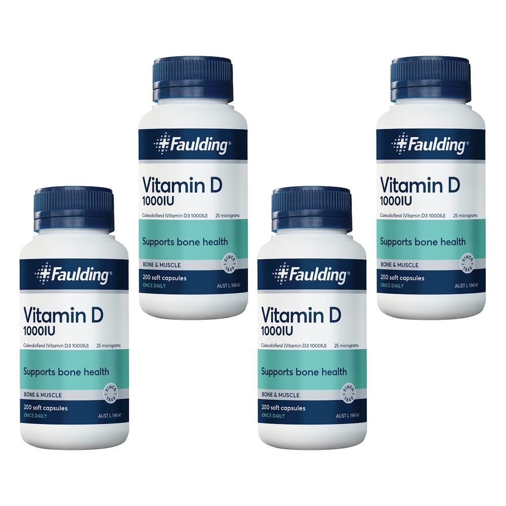Faulding Vitamin D 1,000 IU 200 Capsules Pack of 4