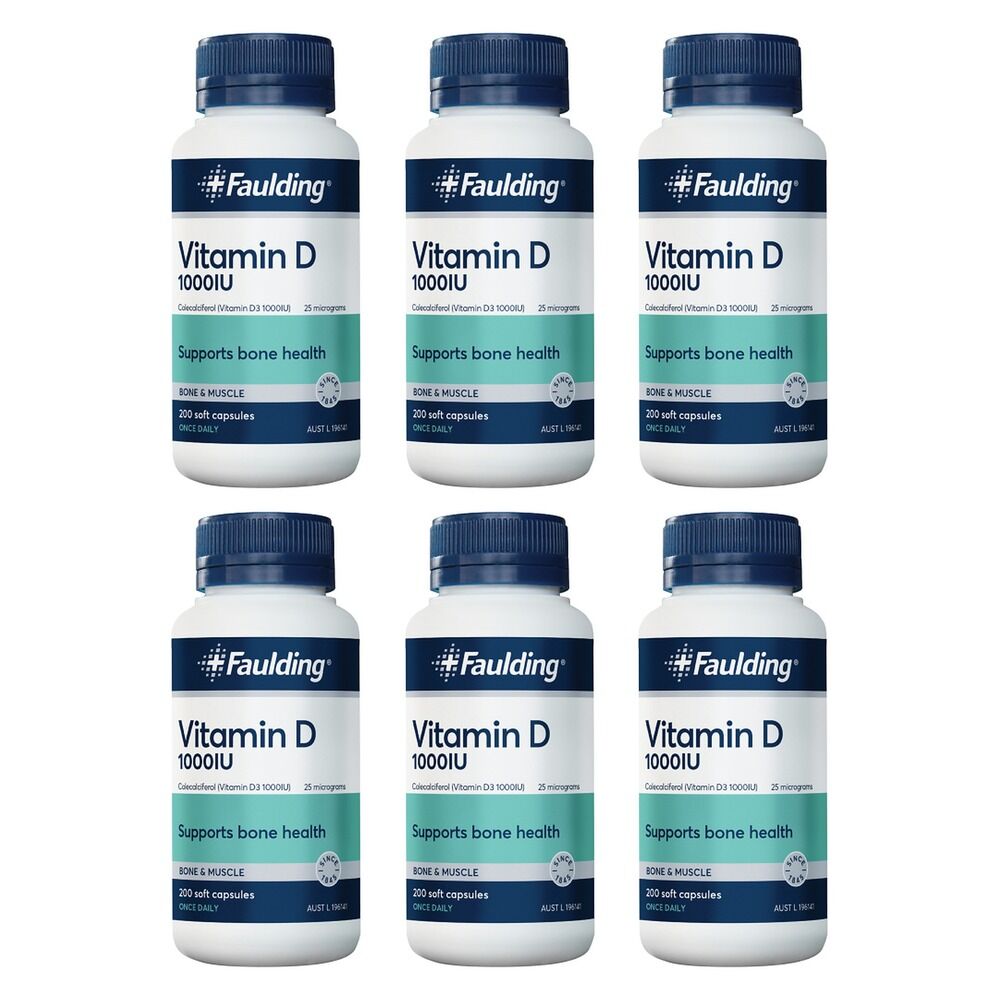 Faulding Vitamin D 1,000 IU 200 Capsules Pack of 6
