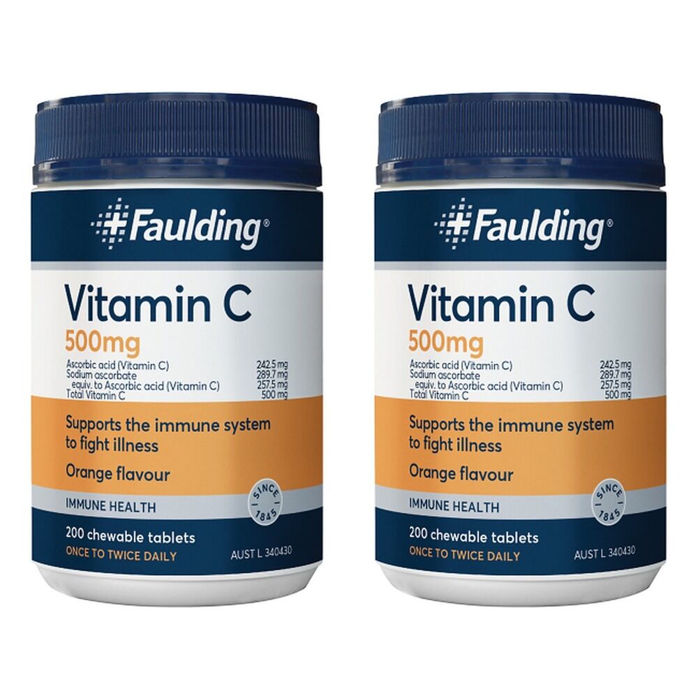 Faulding Vitamin C 500mg 200 Tablets Pack of 2