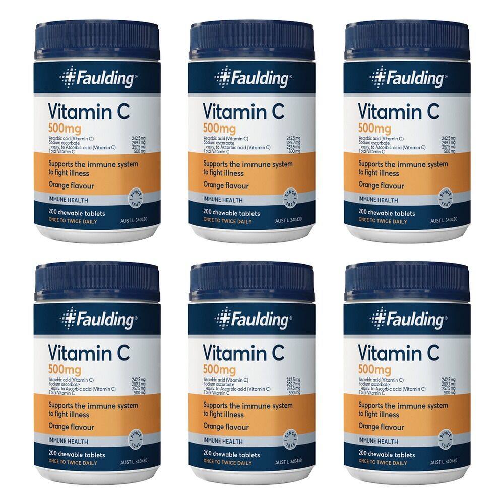 Faulding Vitamin C 500mg 200 Tablets Pack of 6