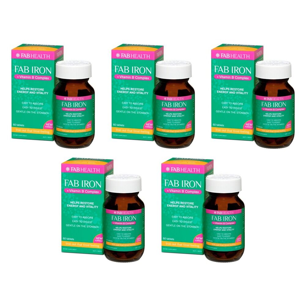 FAB Iron + Vitamin B Complex 60 Tablets Pack of 5
