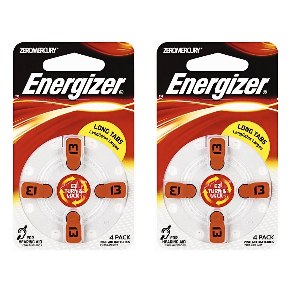 Energizer Hearing Aid Batteries AZ10 Turn & Lock 4 Pack Bundle of 2