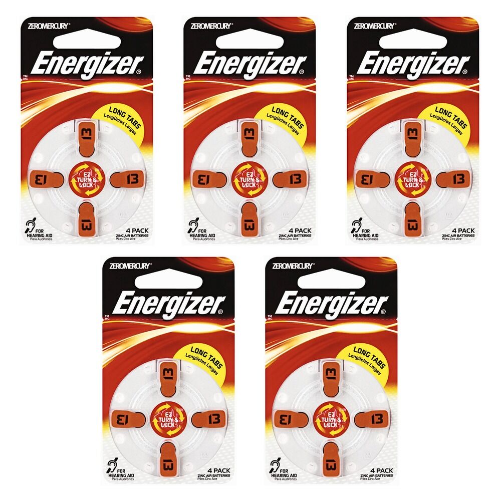 Energizer Hearing Aid Batteries AZ10 Turn & Lock 4 Pack Bundle of 5