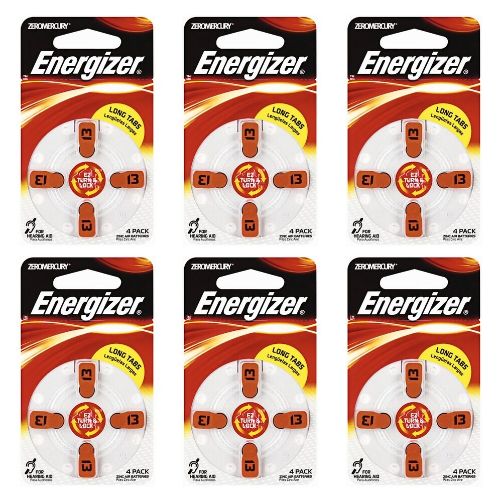 Energizer Hearing Aid Batteries AZ10 Turn & Lock 4 Pack Bundle of 6