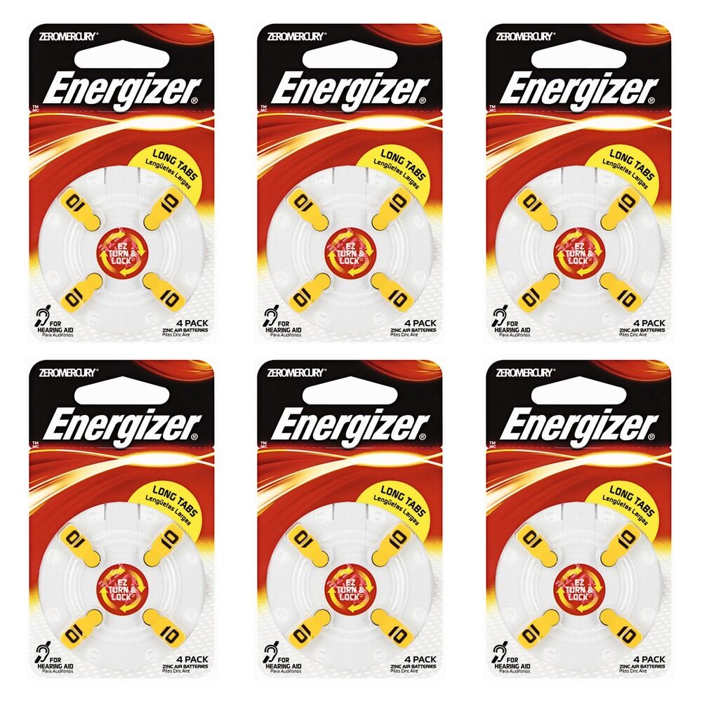Energizer Hearing Aid Batteries AZ13 Turn & Lock 4 Pack Bundle of 6