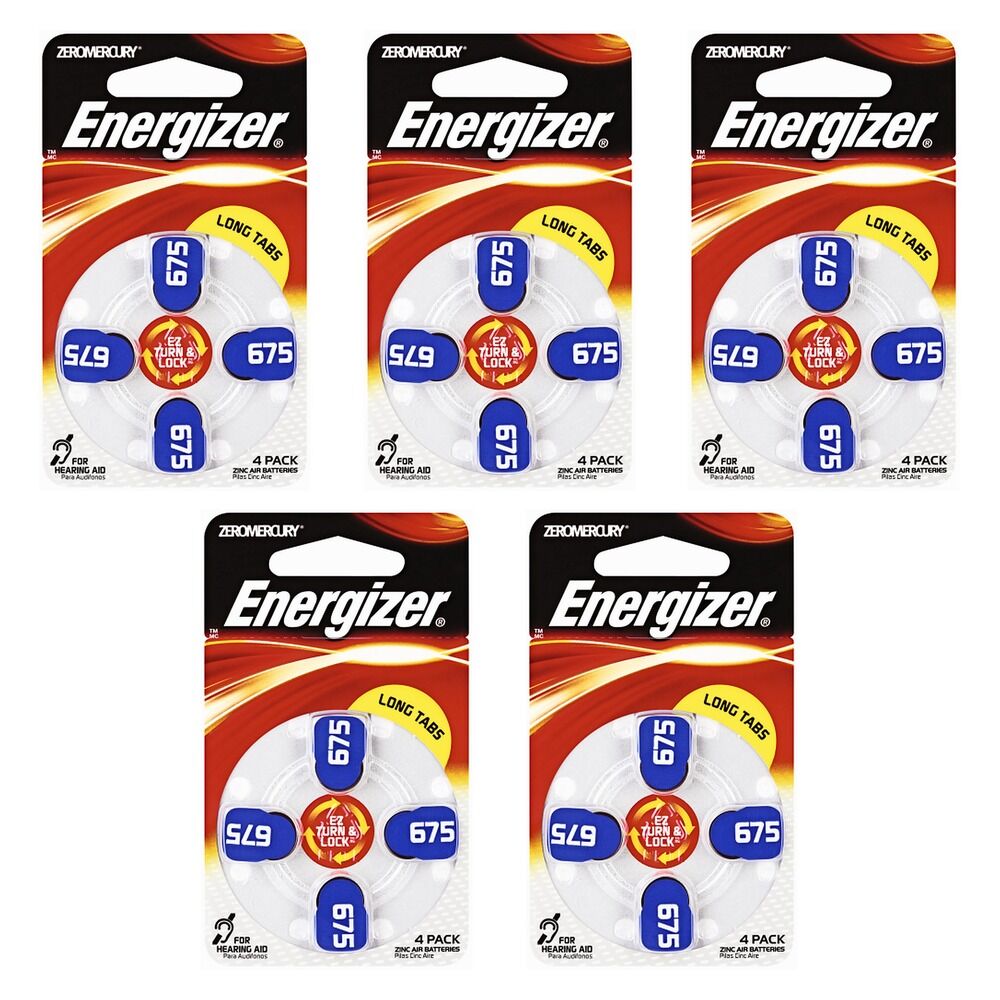 Energizer Hearing Aid Batteries AZ675 Turn & Lock 4 Pack Bundle of 5