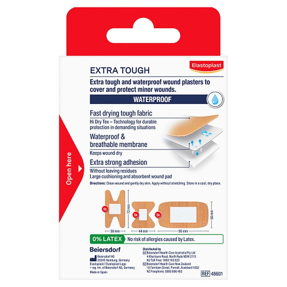 Elastoplast Extra Tough Waterproof Plasters Assorted 15 Pack