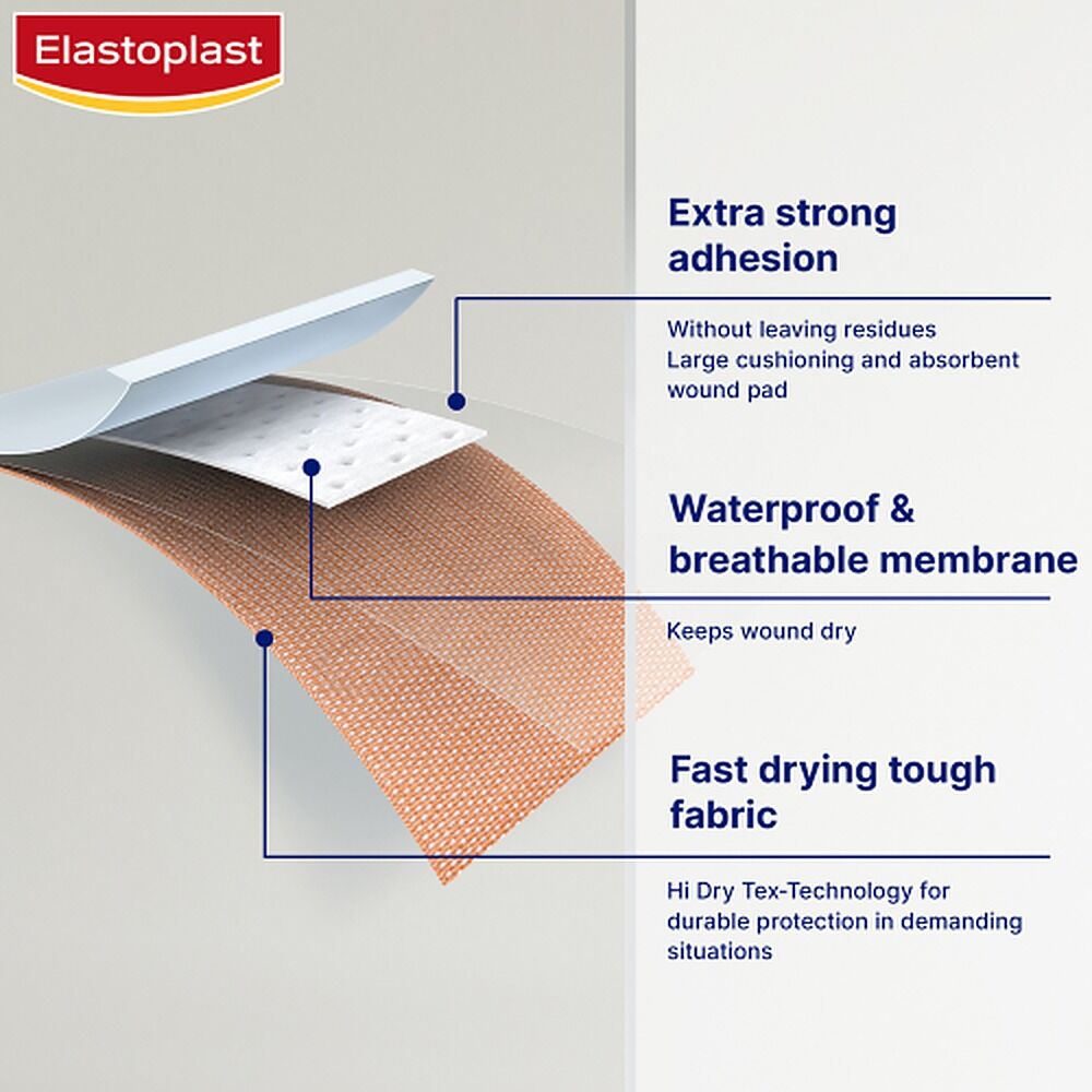 Elastoplast Extra Tough Waterproof Plasters Assorted 15 Pack