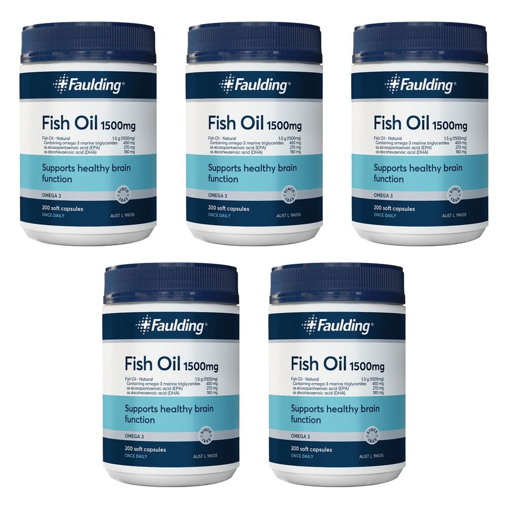 Faulding Fish Oil 1500mg 200 Capsules Pack of 5