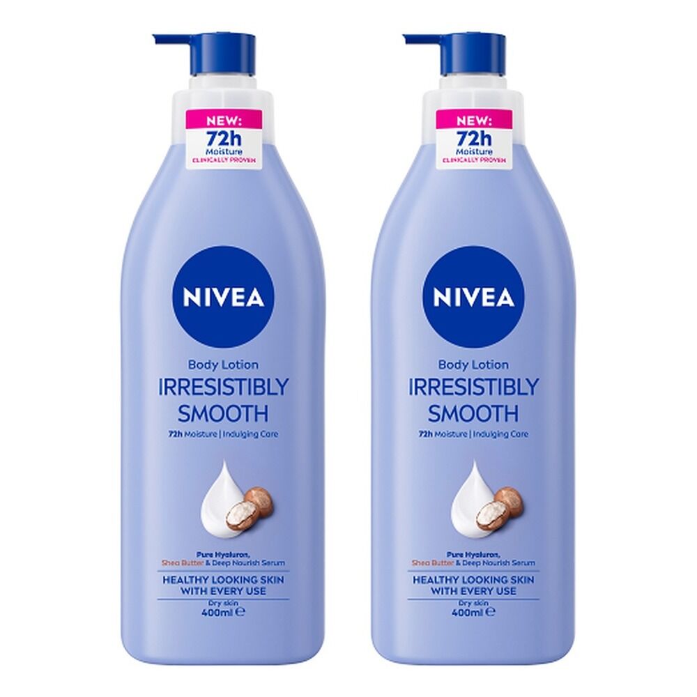 NIVEA Irresistibly Smooth Body Lotion, Long-Lasting Moisture, 400mL Pack of 2