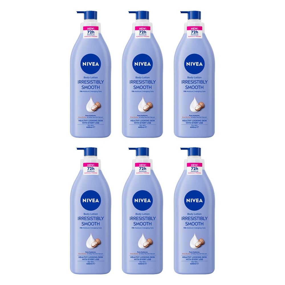 NIVEA Irresistibly Smooth Body Lotion, Long-Lasting Moisture, 400mL Pack of 6