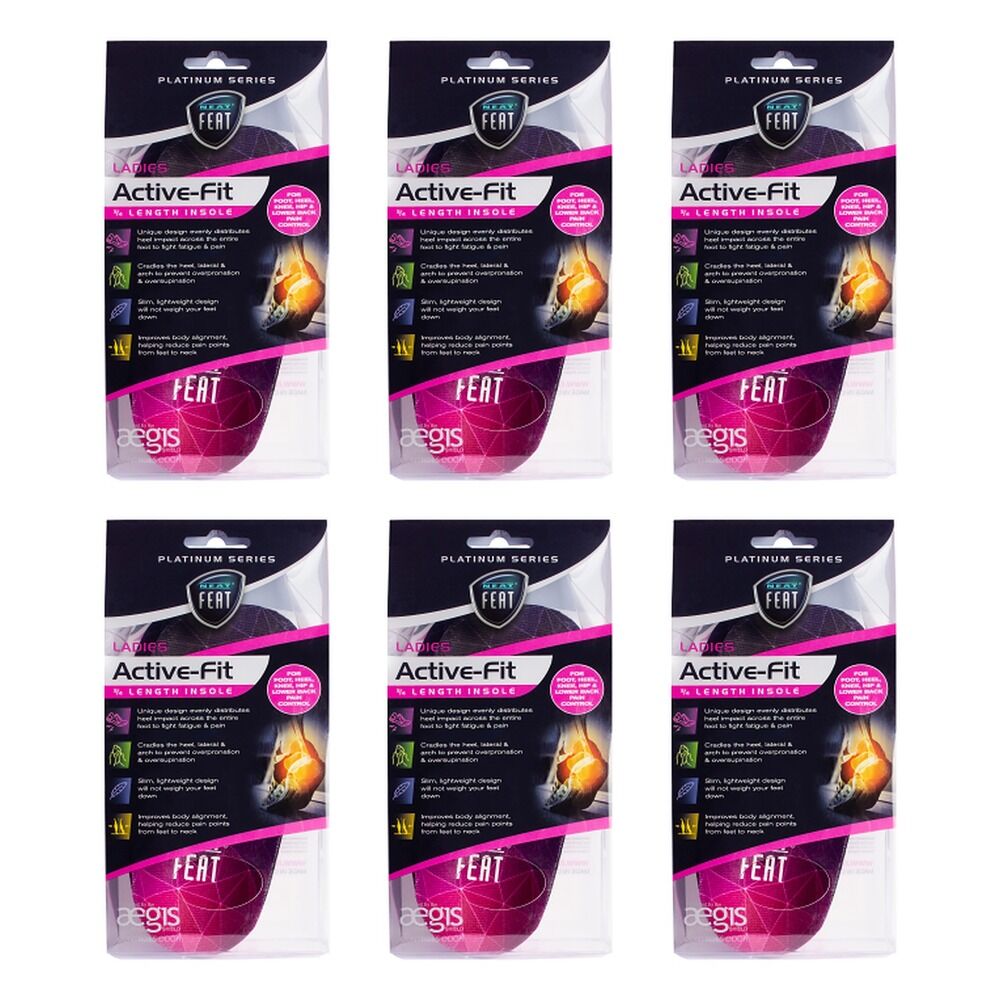 Neat Feat 3/4 Active Fit Insoles Large Women Pack of 6