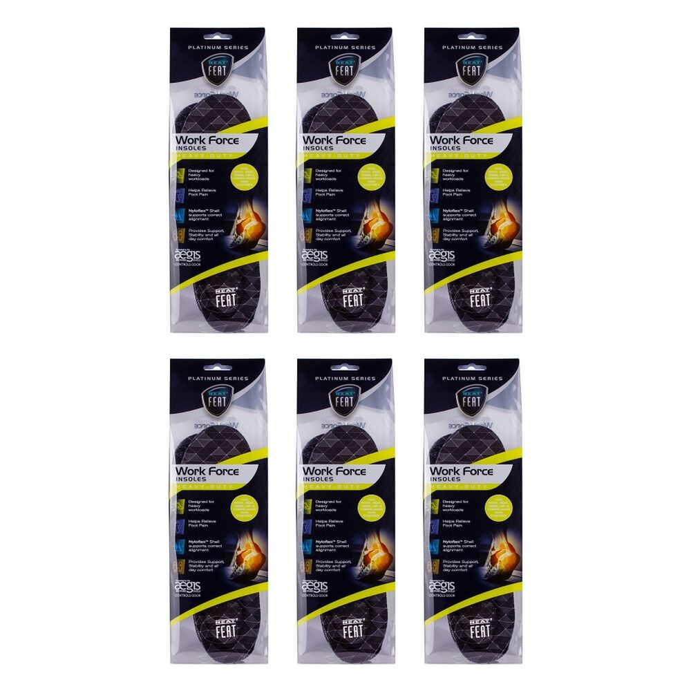 Neat Feat Work Force Insoles Large Pack of 6