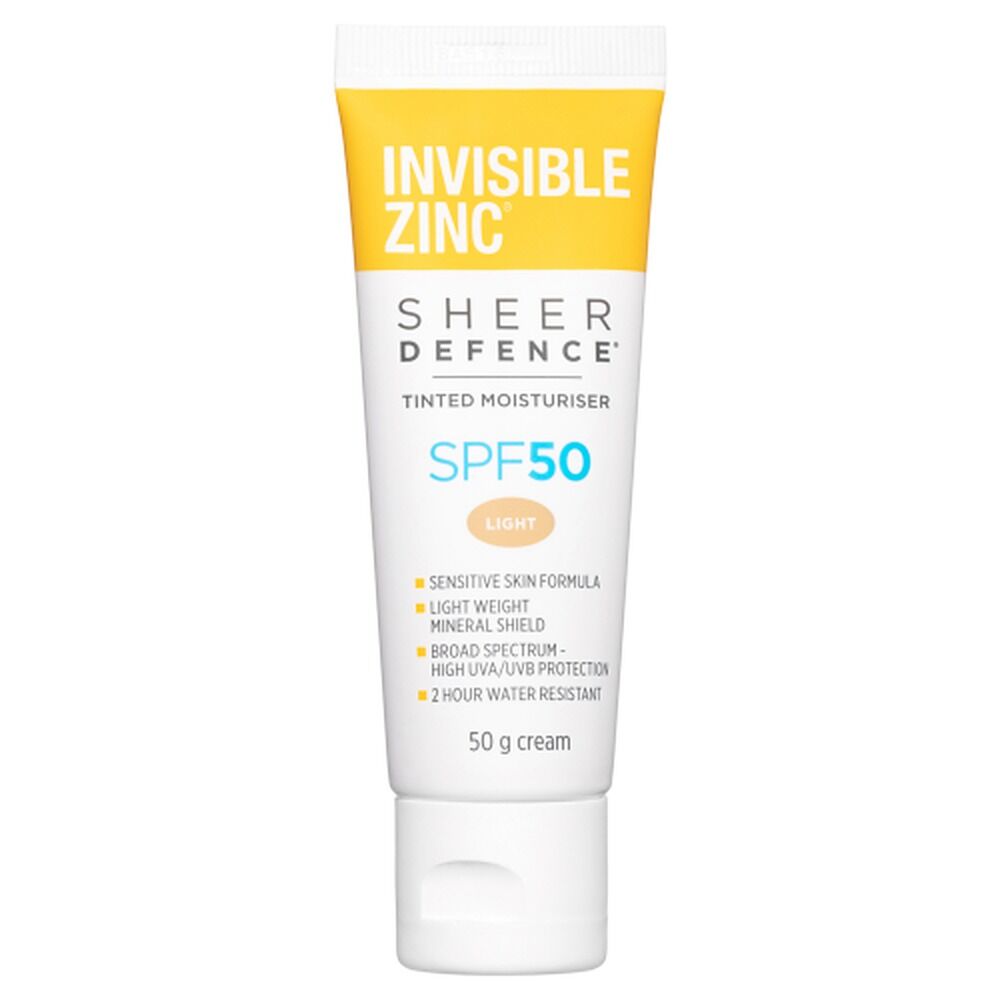 Invisible Zinc Sheer Defence Tinted Moisturiser SPF50 Light 50g