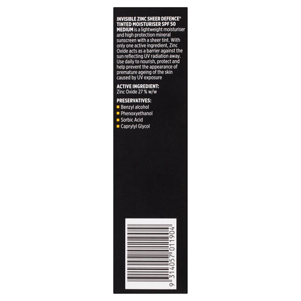 Invisible Zinc Sheer Defence Tinted Moisturiser SPF50 Medium 50g