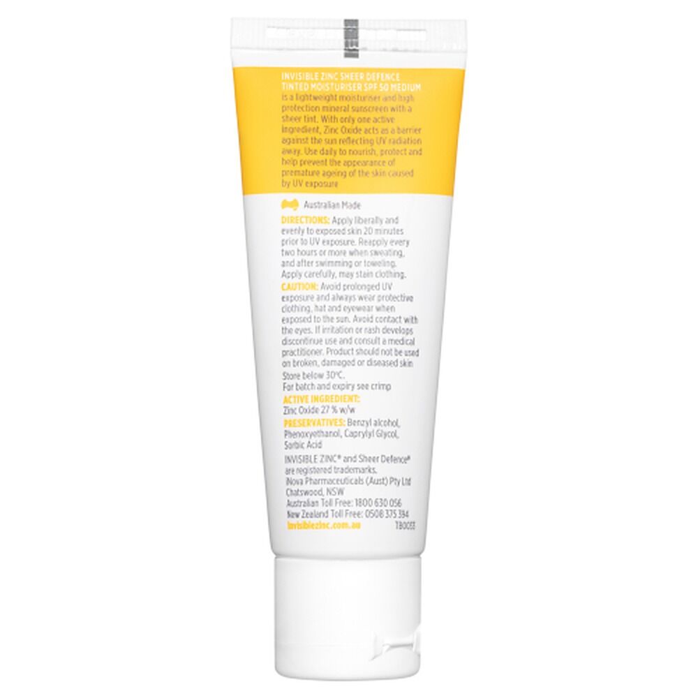 Invisible Zinc Sheer Defence Tinted Moisturiser SPF50 Medium 50g
