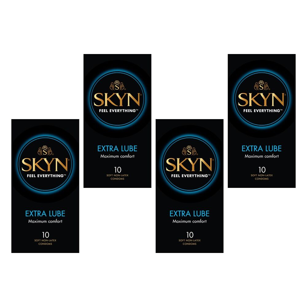 Skyn Extra Lubricated Condoms 10 Pack Bundle of 4