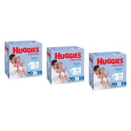 Huggies Jumbo UltraDry Nappies Crawler Boy 90 Pack Bundle of 3