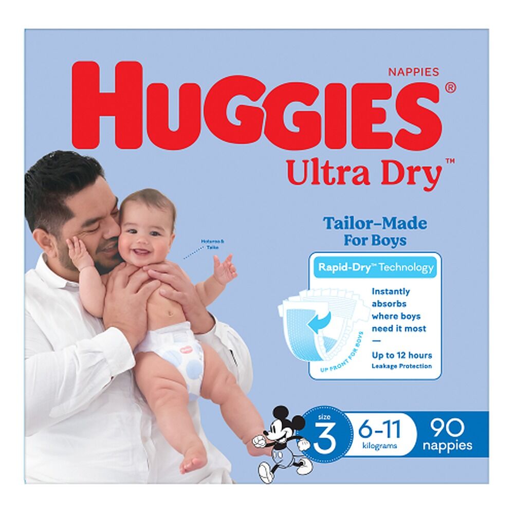 Huggies Jumbo UltraDry Nappies Crawler Boy 90 Pack