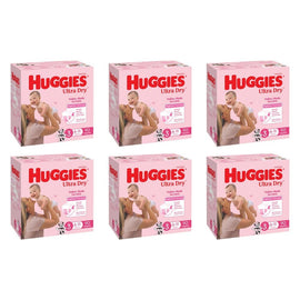 Huggies Jumbo UltraDry Nappies Crawler Girl 90 Pack Bundle of 6