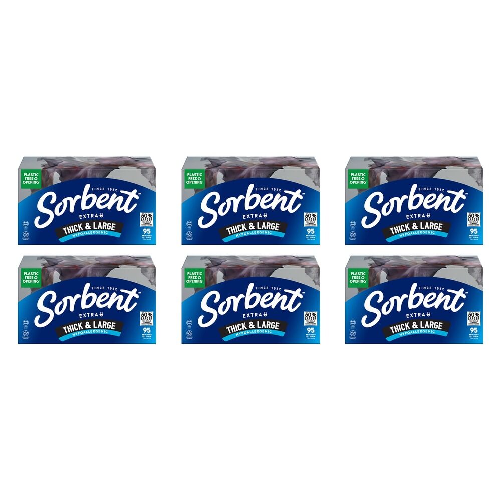 Sorbent Hypo-Allergenic Facial Tissue Thick & Large 95 Pack x 12 Bundle of 6