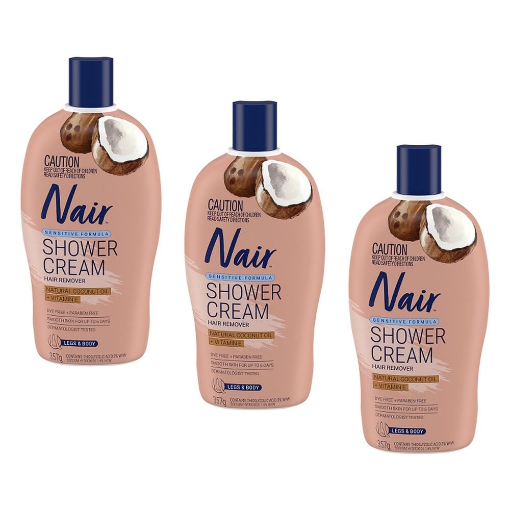 Nair Sensitive Shower Cream Hair Remover Legs & Body 357g Pack of 3